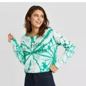 Grayson Threads Whisky Business Green/White Tie Dye Long Sleeve Cropped Top